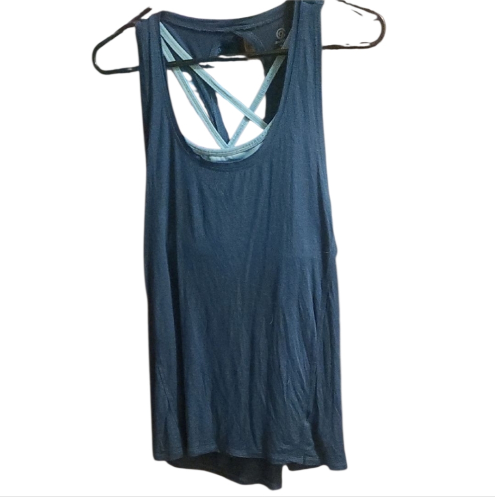 Champion Women's Teal Tank Top With Built In Sports Bra
